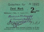 Städte und Gemeinden nach 1914
Mühlhausen (Thür.) 50 Pfennig, 1, 2 und 3 Mark 11.8.1914. Magistrat. Jeweils 1 Satz Originale und Neudrucke. Dazu: 1/2...