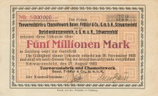 Städte und Gemeinden nach 1914
Schwarzenfeld (Bay) 5 und 10 Millionen Mark 27.8.1923. Tonwarenfabrik u. Chamottewerk Bauer, Fröhler & Co Ke. 5086 II-...