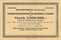 Städte und Gemeinden nach 1914
Sitzendorf (Thür.) 500.000, 1, 2 und 5 Millionen Mark 31.8.1923. Sitzendorfer Porzellan-Manufaktur, vorm. Alfred Voigt...