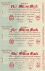 Städte und Gemeinden nach 1914
Sonneberg (Thür) 5 Millionen Mark 14.8.1923. Druckbogen. Der Bogen hat 2 Knickfalten Ke. 4826 Sehr selten. I