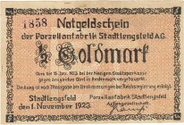 Städte und Gemeinden nach 1914
Stadtlengsfeld (Thür.) 500.000 Mark 10.8.1923. 50 Milliarden Mark 25.10.1923 (1x Stempel violett, 1x rot). Porzellanfa...