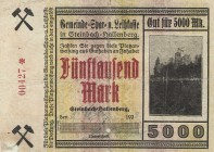 Städte und Gemeinden nach 1914
Steinbach-Hallenberg (Thür.) 5000 Mark 3.3.1923 - Elias Usbeck & Söhne (Schein ist restauriert). 50.000 Mark 1.8.1923 ...