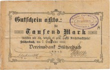 Städte und Gemeinden nach 1914
Stützerbach (Thür.) 100, 500 und 1000 Mark 7.9.1922 - Friedrich Carl Müller, Porzellanfabrik Mü. 4605 3 Stück. IV...