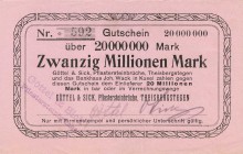 Städte und Gemeinden nach 1914
Theisbergstegen (RP) 5, 10 und 20 Millionen Mark o.D. - Göttel & Sick, Pflastersteinbrüche Ke. 5160 3 Stück. I-III