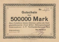 Städte und Gemeinden nach 1914
Unterneubrunn (Thür.) 500 000 und 1 Million Mark 9.8.1923. Hohlglashüttenwerke Ernst Witter Ke. 5302 b 2 Stück. Selten...