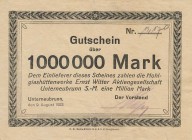 Städte und Gemeinden nach 1914
Unterneubrunn (Thür.) 200.000 Mark 8.8.1923, 500.000 und 1 Million Mark 9.8.1923 - Hohlglashüttenwerke Ernst Witter Ke...