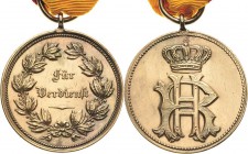 Orden deutscher Länder Reuß-Ältere und Jüngere Linie gemeinsam
Silberne Verdienstmedaille Verliehen 1902-1918. Silber vergoldet. 32,6 mm, 16,87 g (mi...