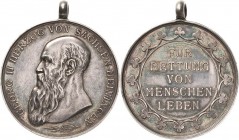 Orden deutscher Länder Sachsen-Meiningen
Lebensrettungsmedaille Verliehen 1903-1918. Silber. Mit Stempelschneidersignatur: A Börsch. 32,5 mm, 20,16 g...