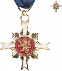 Orden von Bundesländern nach 1945 Hessen
Verdienstkreuz 2. Klasse für Herren Verleihen seit 1998. 1000er Silber vergoldet. 52,5 x 46 mm. Medaillon (1...