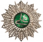 Ausländische Orden und Ehrenzeichen Tunesien
Orden des Ruhmes Bruststern. Silber, teilweise emailliert. Revers Hersteller in arabischer Schrift. 79 m...