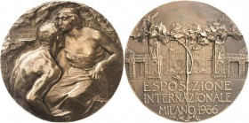 Ausstellungen - Weltausstellungen
1906 - Mailand Vergoldete Silbermedaille 1906 (S. Johnson/Giannino) Sitzende weibliche Gestalt küsst vor ihr stehen...