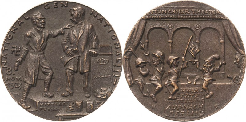 Drittes Reich
 Bronzegußmedaille 1923 (Karl Goetz) Hitlerputsch im Münchener Bü...