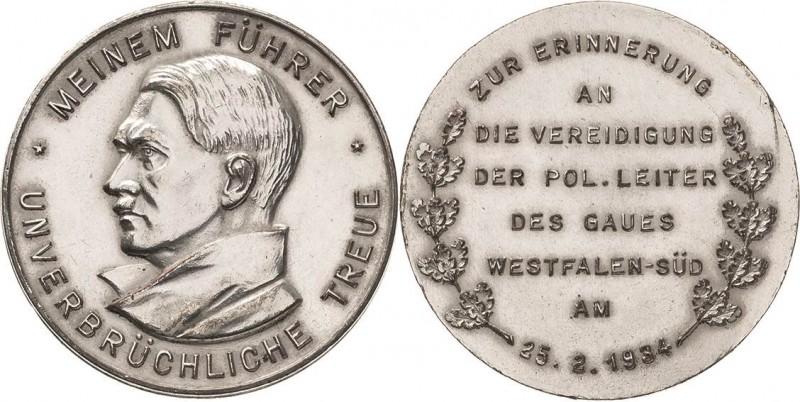 Drittes Reich
 Versilberte Bronzemedaille 1934 (unsigniert) Zur Erinnerung an d...