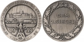 Drittes Reich
 Zinkmedaille 1939 (Lauer) Sport- und Wehrwettkämpfe SA Standarte 30 "Dem 2. Sieger". Gebäudeansicht, davor Reichsadler / 2 Zeilen Schr...