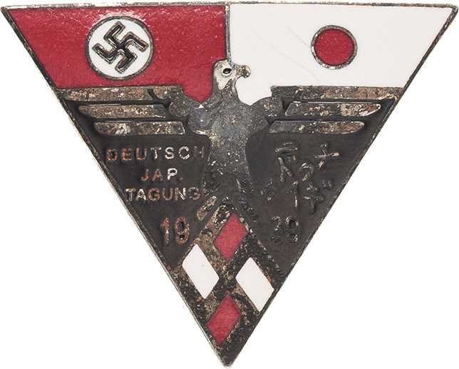 Drittes Reich
 Emailliertes Abzeichen 1940. Deutsch-Japanische Tagung. 33 x 41 ...