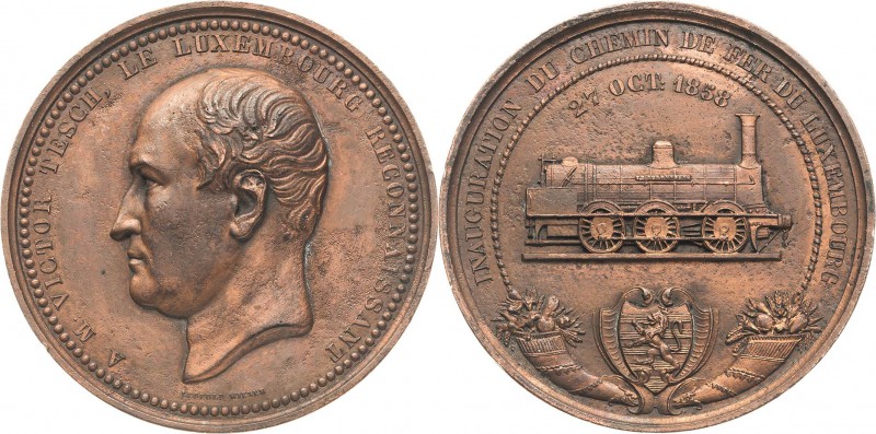 Eisenbahnen
 Bronzemedaille 1858 (L. Wiener) Auf die Eröffnung der Luxemburger ...