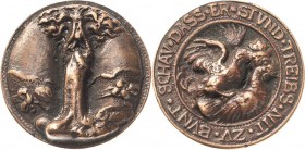 Erotika
 Bronzegußmedaille o.J. Schau das er stund, treibs nit zu bunt. Erregierter Penis, darüber Vagina / Hahn auf Henne.30 mm Vorzüglich