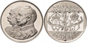 Erster Weltkrieg
 Silbermedaille 1914 (K. Goetz) Auf das Deutsch-Österreichische Bündnis. Brustbilder Wilhelms II. und Franz Josephs nebeneinander na...