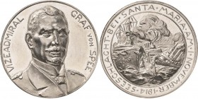 Erster Weltkrieg
 Silbermedaille 1914 (M. Ziegler/Grünthal) Graf von Spee und die Seeschlacht bei Santa Maria. Brustbild halbrechts / Schiffe im Gefe...