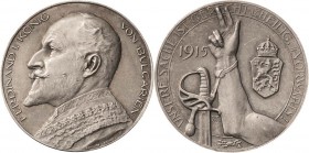 Erster Weltkrieg
 Silbermedaille 1915 (A. Hummel) Eintritt Bulgariens in den Ersten Weltkrieg. Brustbild des Königs Ferdinand I. nach links / Schwurh...