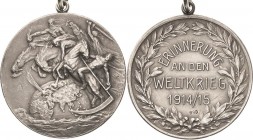 Erster Weltkrieg
 Silbermedaille 1915 (B.H. Mayer) Erinnerung an den Weltkrieg 1914/15. Vier Kriegsfurien nach links reitend, darunter Erdkugel in Wo...