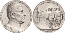 Erster Weltkrieg
 Silbermedaille 1915 (F.Eue/Grünthal) Generalfeldmarschall Freiherr von der Goltz. Brustbild nach rechts / Generalfeldmarschall bei ...