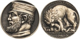 Erster Weltkrieg
 Silbergußmedaille 1915 (A. Daumiller) "Durch Kampf zum Sieg". Kopf eines Soldaten nach links / Schlange fressender Löwe. 29,3 mm, 2...
