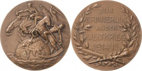 Erster Weltkrieg
 Bronzemedaille 1915 (BHM) Erinnerung an den Weltkrieg 1914/15. Vier Kriegsfurien nach links reitend, darunter Erdkugel in Wolken / ...