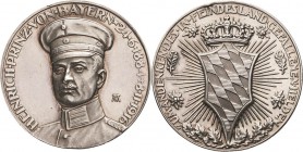 Erster Weltkrieg
 Silbermedaille 1916 (A. Hummel) Auf den Tod des Prinzen Heinrich von Bayern in Rumänien. Brustbild halblinks / Bekröntes bayerische...