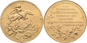 Erster Weltkrieg
 Vergoldete Bronzemedaille 1918 (B.H. Mayer) Seinen Kriegsteilnehmern zur Erinnerung an den 1. Weltkrieg, gewidmet vom Bockenheimer ...