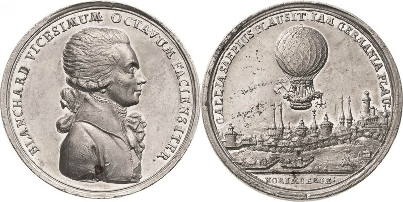 Luft- und Raumfahrt
 Zinnmedaille mit Kupferstift 1787 (J. M. Reich) Auf Nicola...