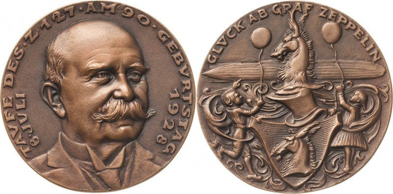 Luft- und Raumfahrt
 Bronzegußmedaille 1928 (Karl Goetz) Taufe des "LZ 127" auf...