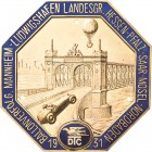 Luft- und Raumfahrt
 Einseitig teilemaillierte Bronzeplakette 1931 (Karl Wurster) Ballonverfolgung Mannheim - Ludwigshafen Landesgruppe Hessen-Pfalz ...