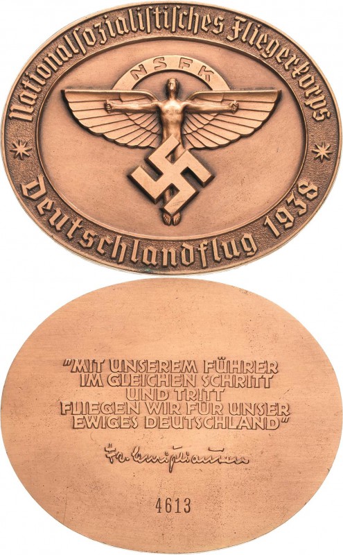 Luft- und Raumfahrt
 Bronzierte Aluminiummedaille 1938. Deutschlandflug. NSFK-E...