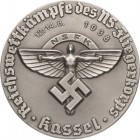 Luft- und Raumfahrt
 Einseitige Weißmetallmedaille 1938. Reichswettkämpfe des NS-Fliegerkorps Kassel. Emblem des NSFK. 82 mm, 64,38 g Kaiser 1239 Vor...