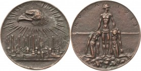 Medailleur Esseö, Elisabeth von 1883-1954
 Bronzegußmedaille 1923. Ruhr. Adlerkopf im Strahlenkranz über Industrielandschaft / Ein mit einem traditio...