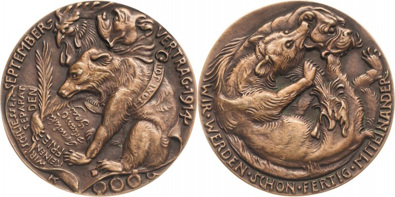 Medailleur Goetz, Karl 1875 - 1950
 Bronzegußmedaille 1914. Auf den Septemberve...