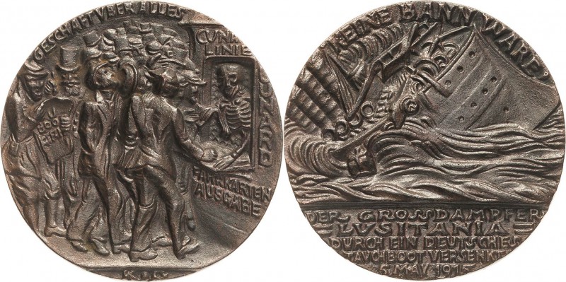 Medailleur Goetz, Karl 1875 - 1950
 Eisengußmedaille 1915. Auf die Torpedierung...