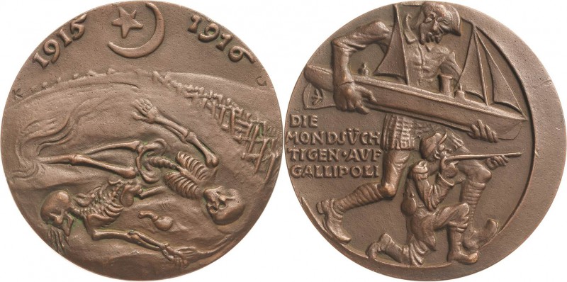 Medailleur Goetz, Karl 1875 - 1950
 Bronzegußmedaille 1916. Die Mondsüchtigen a...