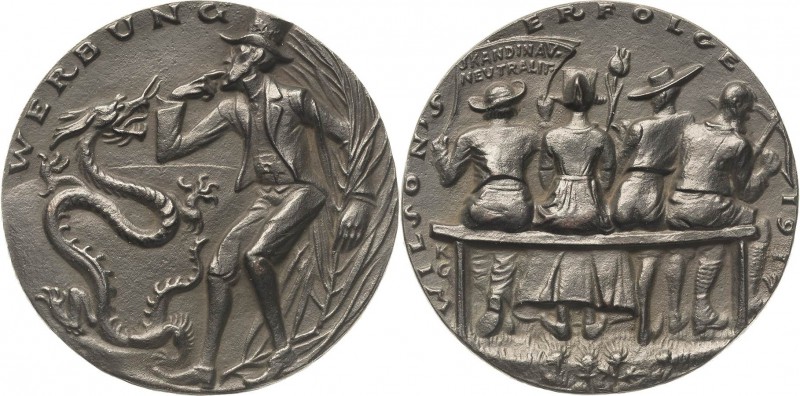 Medailleur Goetz, Karl 1875 - 1950
 Eisengußmedaille 1917. Wilsons Werbung bei ...