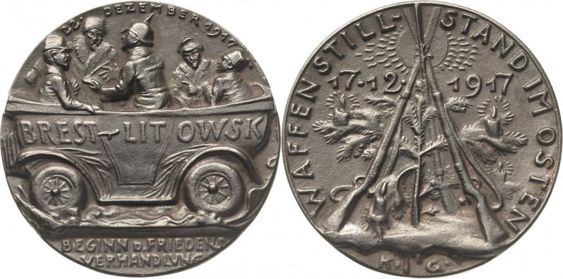 Medailleur Goetz, Karl 1875 - 1950
 Eisengußmedaille 1917. Auf den Waffenstills...