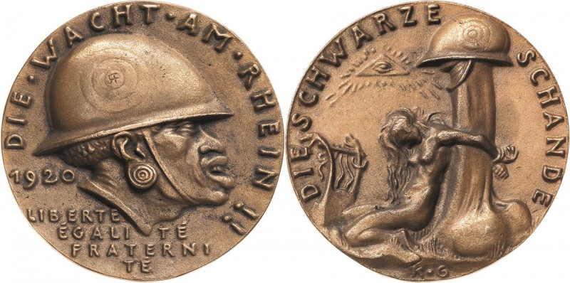 Medailleur Goetz, Karl 1875 - 1950
 Bronzegußmedaille 1920. Französische Besetz...