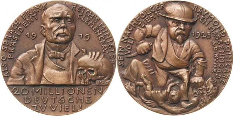 Medailleur Goetz, Karl 1875 - 1950
 Bronzegußmedaille 1923. "20 Millionen Deuts...