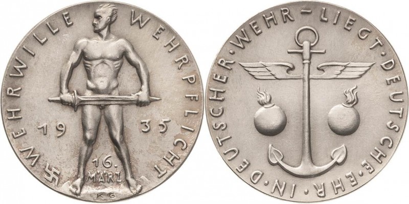 Medailleur Goetz, Karl 1875 - 1950
 Silbermedaille 1935. Auf die Einführung der...