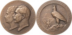 Napoleon, Befreiungskriege und ihre Jubiläen
 Bronzemedaille 1913 (Mayer & Wilhelm) 100-Jahrfeier der Befreiungskriege. Köpfe von Wilhelm II. und Fri...