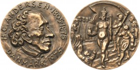 Personenmedaillen
Andersen, Hans Christian 1805-1875 Bronzemedaille 1975 Kopf nach rechts / "Des Kaisers neue Kleider". Randschrift: KULTATEOLLISUUS ...