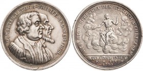 Reformation-Ereignisse und Jubiläen
 Silbermedaille 1730 (D. S. Dockler) 200 Jahre Augsburger Konfession. Brustbilder Martin Luthers und Melanchthons...
