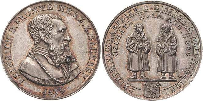 Reformation-Ereignisse und Jubiläen
 Silbermedaille 1839 (C. R. Krüger) 300 Jah...