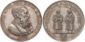 Reformation-Ereignisse und Jubiläen
 Silbermedaille 1839 (C. R. Krüger) 300 Jahre Reformation in Oschatz. Brustbild Heinrichs des Frommen nach rechts...