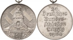 Schützenmedaillen - Bundesschießen
XX. Deutsches Bundesschießen 1934 - Leipzig Silbermedaille 1934. Offizielle Prämienmedaille. Strahlendes Hakenkreu...